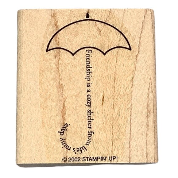 Stampin Up! Wooden Rubber Stamps The Fine Print Balloon Flower Heart Bee Umbrell - Picture 5 of 10